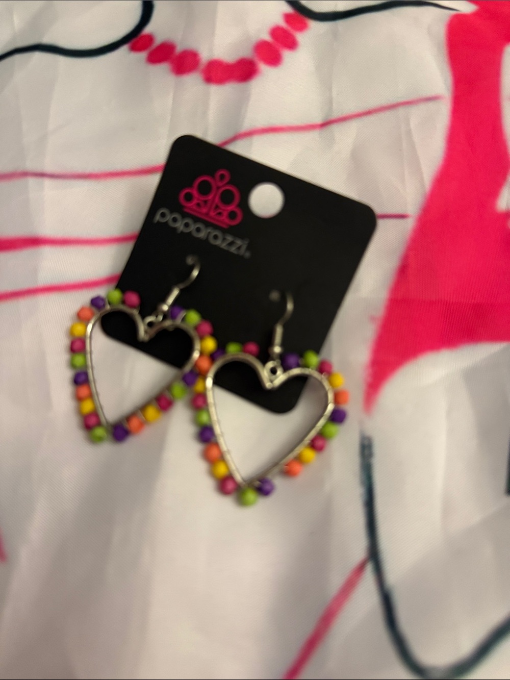 paparazzi Colorful Beaded Heart Hoop Earrings